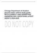 Chicago Department of Aviation  ground motor vehicle study guide  WITH CORRECT AND VERRIFFIED  ANSWERS 500+ QUESTIONS LATEST  (NEW!!!) 2024-202