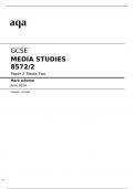 aqa GCSE MEDIA STUDIES Paper 2 Media Two( 8572/2) Mark Scheme June 2024