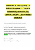 Essentials of Fire Fighting 7th Edition - Chapter 11: Tactical Ventilation | Questions and Correct Answers | Latest Update 2024/2025