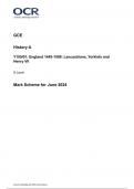 OCR GCE  History A Y105/01: England 1445-1509: Lancastrians, Yorkists and  Henry VII A Level Mark Scheme for June 2024