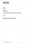 OCR GCE  History A Y110/01: From Pitt to Peel: Britain 1783-1853 A Level Mark Scheme for June 2024