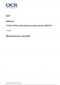 OCR GCE  History A Y112/01: British period study and enquiry: Britain 1900-1951 A Level Mark Scheme for June 2024