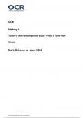 GCE  History A Y208/01: Non-British period study: Philip II 1556-1598 A Level Mark Scheme for June 2024