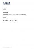 OCR GCE  History A Y210/01: Non-British period study: Russia 1645-1741 A Level Mark Scheme for June 2024