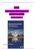 TEST BANK - American Government: Political Development and Institutional Change 12th Edition by Cal Jillson, All Chapters 1 - 16, Complete Latest Version