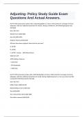  Adjusting- Policy Study Guide Exam Questions And Actual Answers.