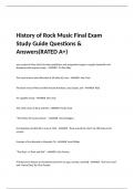  History of Rock Music Final Exam Study Guide Questions & Answers(RATED A+)