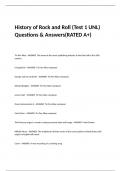 History of Rock and Roll (Test 1 UNL) Questions & Answers(RATED A+)