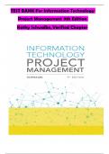 TEST BANK For Information Technology Project Management 9th Edition by Kathy Schwalbe, Verified Chapters 1 - 13, Complete Newest Version