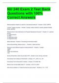 NU 240 Exam 2 Test Bank Questions with 100% Correct Answers