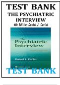 Test Bank - for The Psychiatric Interview Fifth Edition( Author: DANIEL J. CARLAT, 2024) Latest Edition|| All Chapters