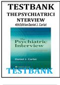 Test Bank - for The Psychiatric Interview Fifth Edition( Author: DANIEL J. CARLAT, 2024) Latest Edition|| All Chapters