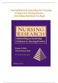  Nursing Research Generating And  Assessing  Evidence For Nursing Practice, {11th Edition }Polit Beck Test Bank | All Chapters Included | Latest Version