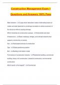 Construction Management Exam 1 Questions and Answers 100% Pass