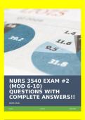 NURS 3540 EXAM #2 (MOD 6-10) QUESTIONS WITH COMPLETE ANSWERS!!