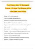 Penn Foster - Intro To Biology L1: Chapter 1, Biology:The Science of Life Exam Q&A 100% Solved