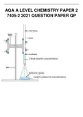 AQA A-level CHEMISTRY Paper 2 Organic and Physical Chemistry QUESTION PAPER JUNE 2021