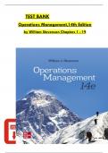 TEST BANK  Operations Management,14th Edition  by William Stevenson Chapters 1 - 19 