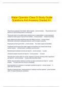  Water Operator Class D Study Guide Questions And Answers Graded A+.