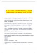 TCEQ Class D Water Operator License Questions And Answers 100% Verified.