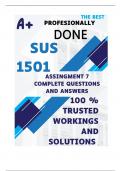 SUS1501 Assignment 7 (COMPLETE ANSWERS) Semester 2 2024