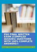 PSG FINAL WRITTEN EXAM (COMPILED QUIZZES) QUESTIONS WITH 100% COMPLETE ANSWERS!!