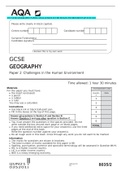 AQA GCSE GEOGRAPHY 8035/2 PAPER 2 CHALLENGES IN THE HUMAN ENVIRONMENT QP  2021