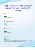 Exam 1: NURS 611/ NURS611 (Latest 2024/ 2025 Update) Advanced Pathophysiology Guide| Qs & As| 100% Correct| Grade A- Maryville