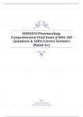 NUR2474 Pharmacology Comprehensive Final Exam || With 150 Questions & 100% Correct Answers (Rated A+)