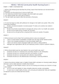 NR442 / NR 442 Community Health Nursing Exam 1 - Latest updated Questions & Answers (all correct).