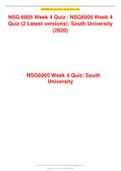 NSG 6005 Week 4 Quiz / NSG6005 Week 4 Quiz (2 Latest versions): South University (2020)