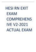 HESI RN EXIT  EXAM  COMPREHENS IVE V2  ACTUAL EXAM