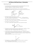 AP Physics Fall Final Exam – Kinematics (Answer key at the end) 