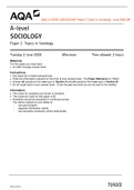 AQA A LEVEL SOCIOLOGY Paper 2 Topic in socialogy June 2020 QP