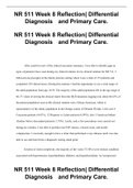 NR 511 Week 8 Reflection| Differential Diagnosis       and Primary Care.