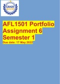 Exam (elaborations) AFL1501 Portfolio Assignment 6 Semester 1 Due date: 17 May 2022  2 Exam (elaborations) FINAL_PORTFOLIO__AFL1501.docx.pdf  3 Exam (elaborations) AFL1501 LANGUAGE THROUGH AN AFRICAN LENS FINAL PORTFOLIO  4 Exam (elaborations) AFL1501 LAN