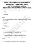 ADMS 2200 CHAPTER 14 INTEGRATED MARKETING COMMUNICATIONS, ADVERTISING AND DIGITAL COMMUNICATIONS LATEST UPDATE 2022