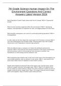 7th Grade Science Human Impact On The Environment Questions And Correct Answers Latest Version 2024