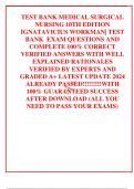 TEST BANK MEDICAL SURGICAL NURSING 10TH EDITION IGNATAVICIUS WORKMAN| TEST BANK  EXAM QUESTIONS AND COMPLETE 100% CORRECT VERIFIED ANSWERS WITH WELL EXPLAINED RATIONALES VERIFIED BY EXPERTS AND GRADED A+ LATEST UPDATE 2024 ALREADY PASSED!!!!!!!!!WITH 100%