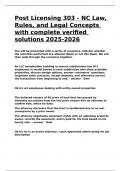 Post Licensing 303 - NC Law, Rules, and Legal Concepts with complete verified solutions 2025-2026.Post Licensing 303 - NC Law, Rules, and Legal Concepts with complete verified solutions 2025-2026.