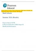 Pearson Edexcel GCSE In Physical Education (1PE0) Paper 02 Health and  Performance Mark Scheme Summer 2024 (Results