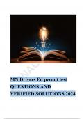 MN Drivers Ed permit test QUESTIONS AND VERIFIED SOLUTIONS 2024