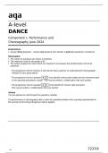 aqa A-level DANCE Component 1 Performance and Choreography(7237-X) June 2024 Question Paper 