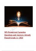 MN Permit test 5 practice Questions and Answers Already Passed Grade A+ 2024