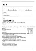 aqa AS ECONOMICS (7135-1)Paper 1 The Operation of Markets and Market Failure Question Paper May 2024