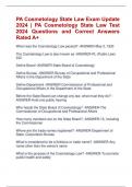 PA Cosmetology State Law Exam Update  2024 | PA Cosmetology State Law Test  2024 Questions and Correct Answers  Rated A+