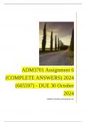 ADM3701 Assignment 6 (COMPLETE ANSWERS) 2024 (605597) - DUE 30 October 2024