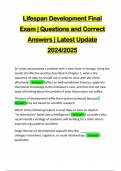 Lifespan Development Final Exam | Questions and Correct Answers | Latest Update 2024/2025