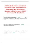 NR601/ NR 601 Midterm Exam (Latest 2024/ 2025 Update) Primary Care of the Maturing and Aged Family Review| Questions and Verified Answers| 100% Correct |Grade A – Chamberlain