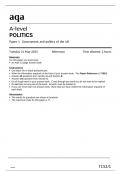 aqa A-level POLITICS Paper 1  Government and politics of the UK(7152-1) May 2024 Question Paper 